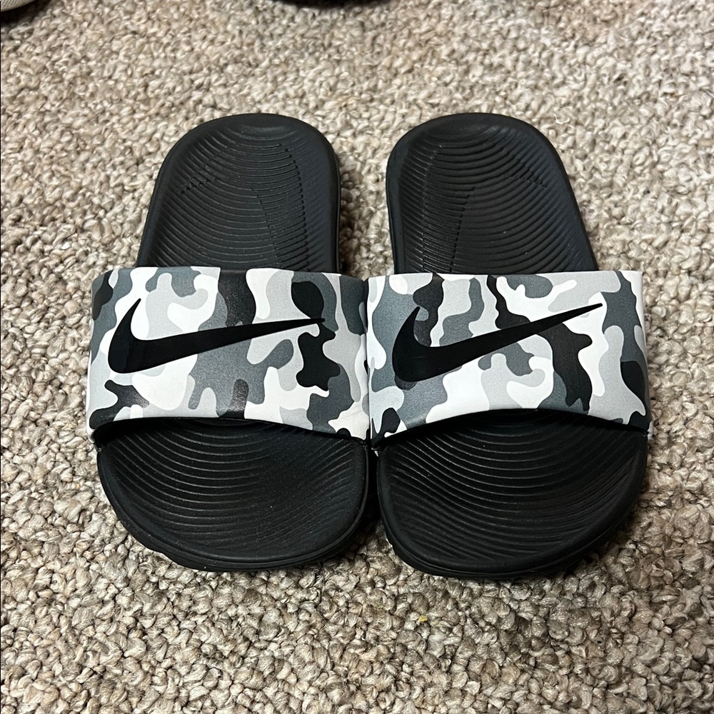 Nike Black and White Camo Slides